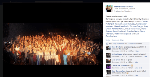 Hello from Portland, Maine! I'm in the flannel with my arms up in the front row on the right. So much flannel.