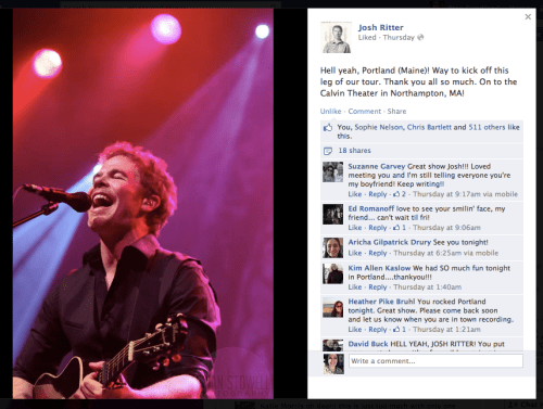 From Josh Ritter's Facebook page