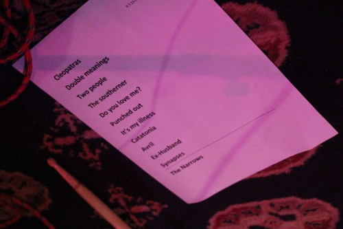 Forget, Forget's setlist