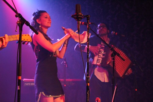 Suz Slezak with a donkey jawbone and Jordan Wax on accordion