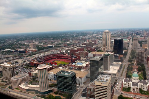 View of St. Louis from the top of the arch