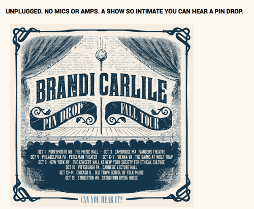 The pin drop tour announcement from brandicarlile.com